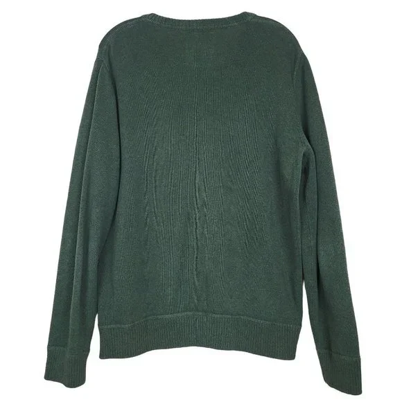 American Eagle V-Neck Sweater Men M Green Cotton Knit Pullover Classic Fit - Picture 2 of 6